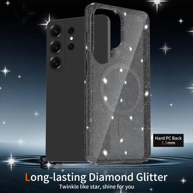 For Samsung Galaxy S26 Ultra 5G Clear Glitter Magnetic PC Hybrid TPU Phone Case