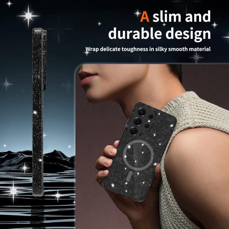 For Samsung Galaxy S26 Ultra 5G Clear Glitter Magnetic PC Hybrid TPU Phone Case
