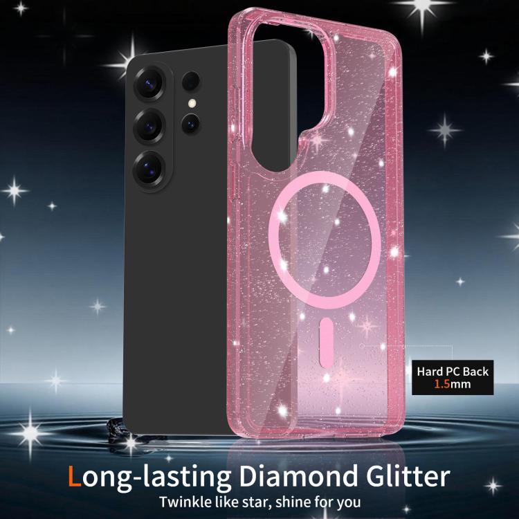 For Samsung Galaxy S26 Ultra 5G Clear Glitter Magnetic PC Hybrid TPU Phone Case