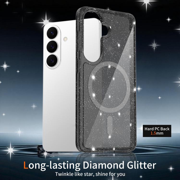 For Samsung Galaxy S26 5G Clear Glitter Magnetic PC Hybrid TPU Phone Case