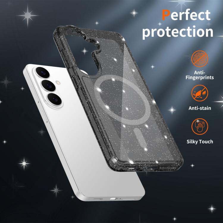 For Samsung Galaxy S26 5G Clear Glitter Magnetic PC Hybrid TPU Phone Case