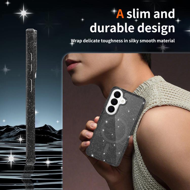 For Samsung Galaxy S26 5G Clear Glitter Magnetic PC Hybrid TPU Phone Case
