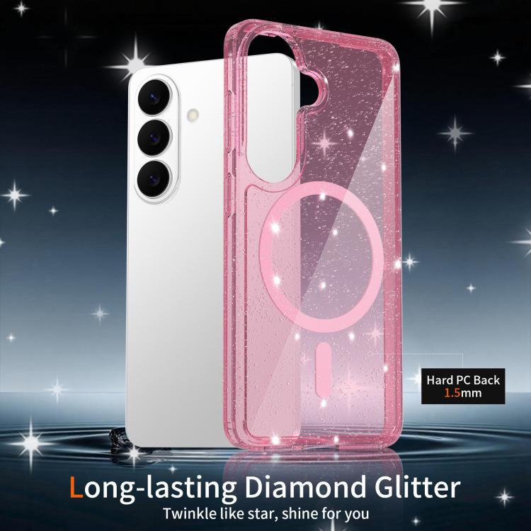 For Samsung Galaxy S26 5G Clear Glitter Magnetic PC Hybrid TPU Phone Case