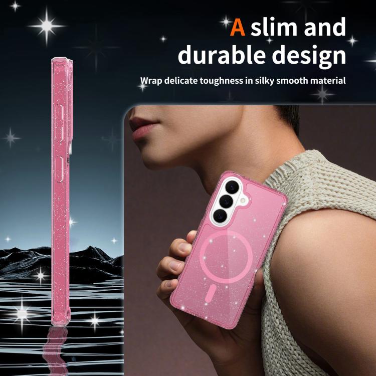 For Samsung Galaxy S26 5G Clear Glitter Magnetic PC Hybrid TPU Phone Case