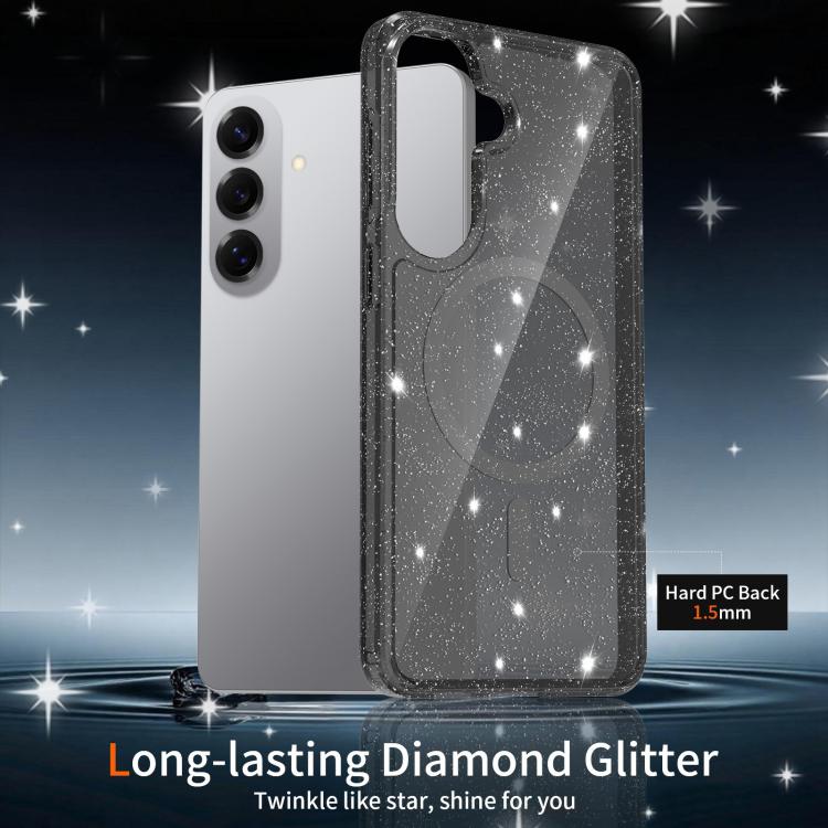 For Samsung Galaxy S26+ 5G Clear Glitter Magnetic PC Hybrid TPU Phone Case