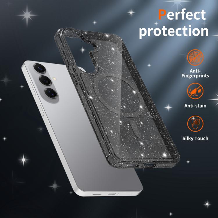 For Samsung Galaxy S26+ 5G Clear Glitter Magnetic PC Hybrid TPU Phone Case