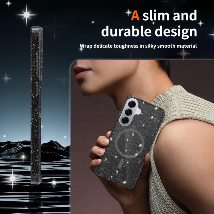 For Samsung Galaxy S26+ 5G Clear Glitter Magnetic PC Hybrid TPU Phone Case