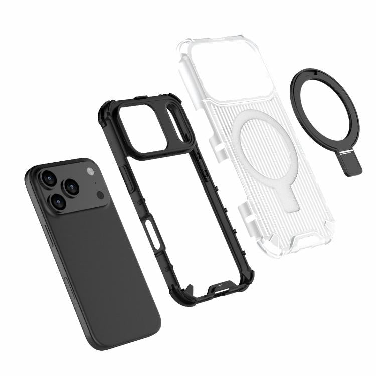 For iPhone 17 Pro Grating Holder Shockproof Phone Case