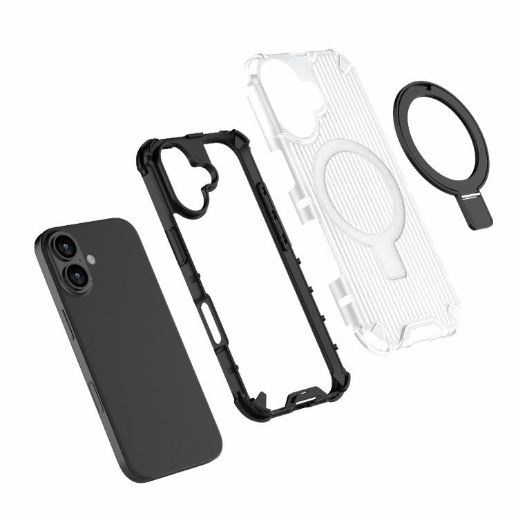 For iPhone 17 Grating Holder Shockproof Phone Case