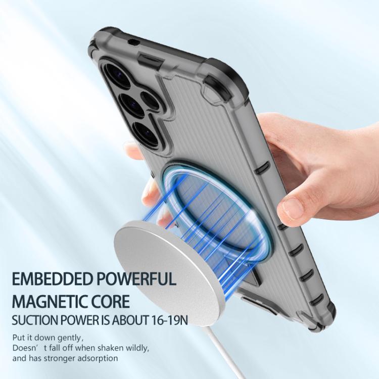 For Samsung Galaxy S26+ 5G Grating Holder Shockproof Phone Case