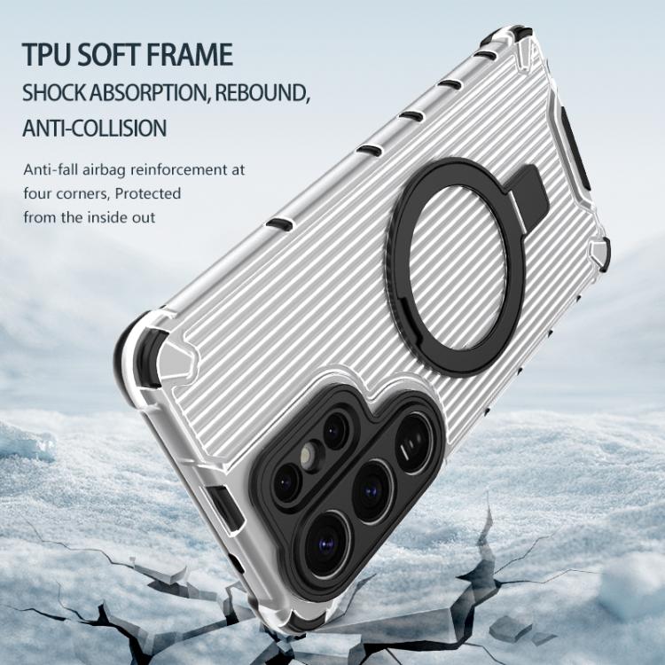 For Samsung Galaxy S26 Ultra 5G Grating Holder Shockproof Phone Case