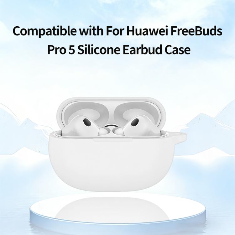 For Huawei FreeBuds Pro 5 Solid Color Silicone Earphone Protective Case with Buckle