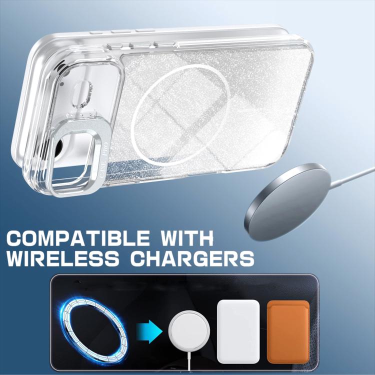 For iPhone Air Glitter Gradient Magnetic Lens Frame Holder Phone Case