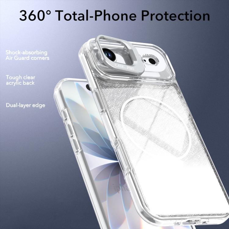 For iPhone Air Glitter Gradient Magnetic Lens Frame Holder Phone Case