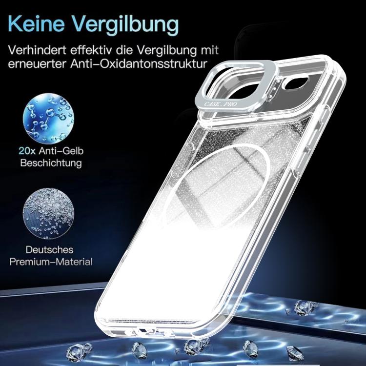 For iPhone Air Glitter Gradient Magnetic Lens Frame Holder Phone Case