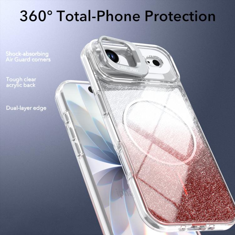 For iPhone Air Glitter Gradient Magnetic Lens Frame Holder Phone Case