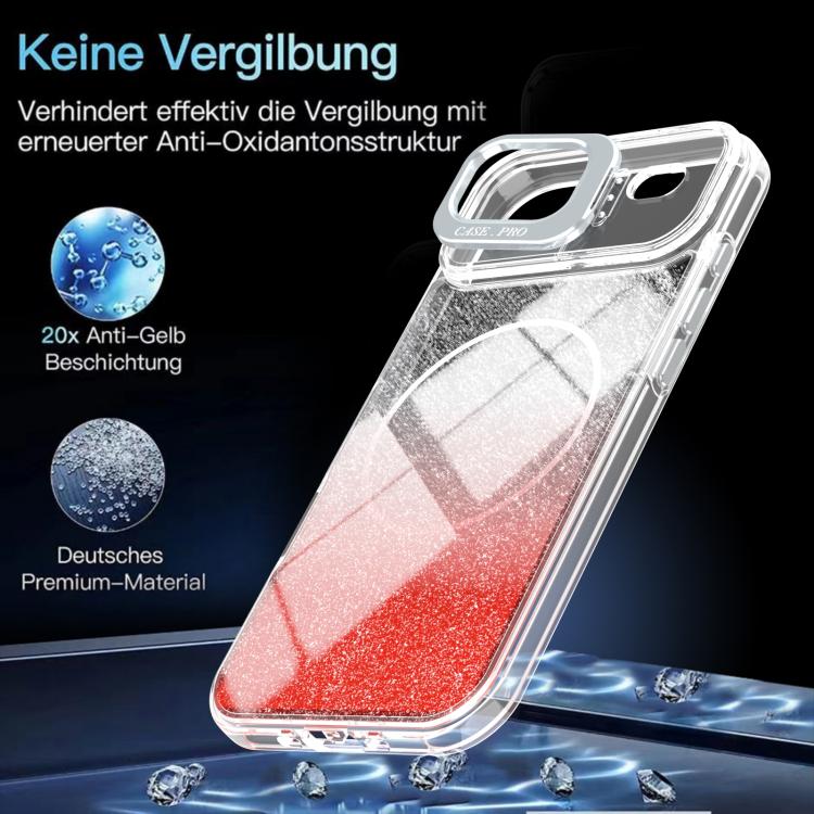 For iPhone Air Glitter Gradient Magnetic Lens Frame Holder Phone Case