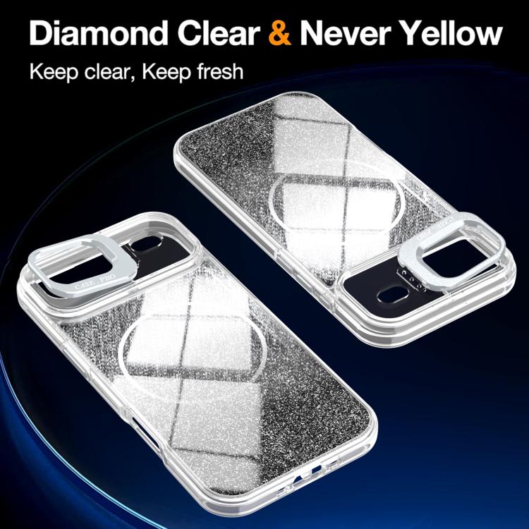 For iPhone Air Glitter Gradient Magnetic Lens Frame Holder Phone Case