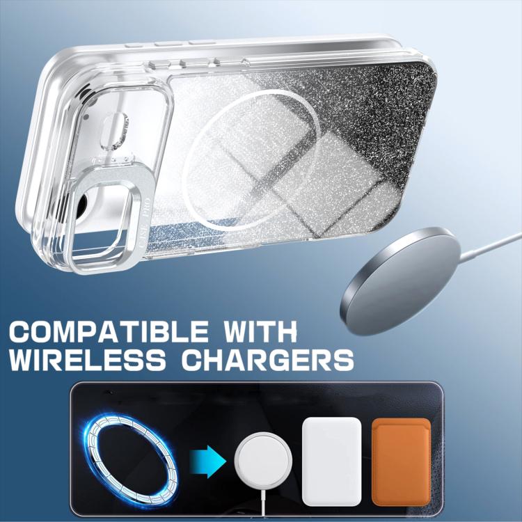 For iPhone Air Glitter Gradient Magnetic Lens Frame Holder Phone Case