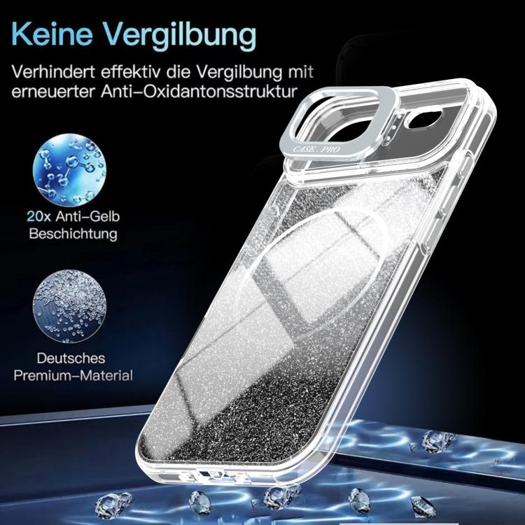 For iPhone Air Glitter Gradient Magnetic Lens Frame Holder Phone Case