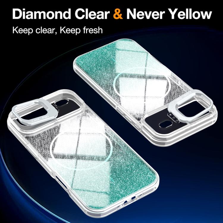For iPhone Air Glitter Gradient Magnetic Lens Frame Holder Phone Case