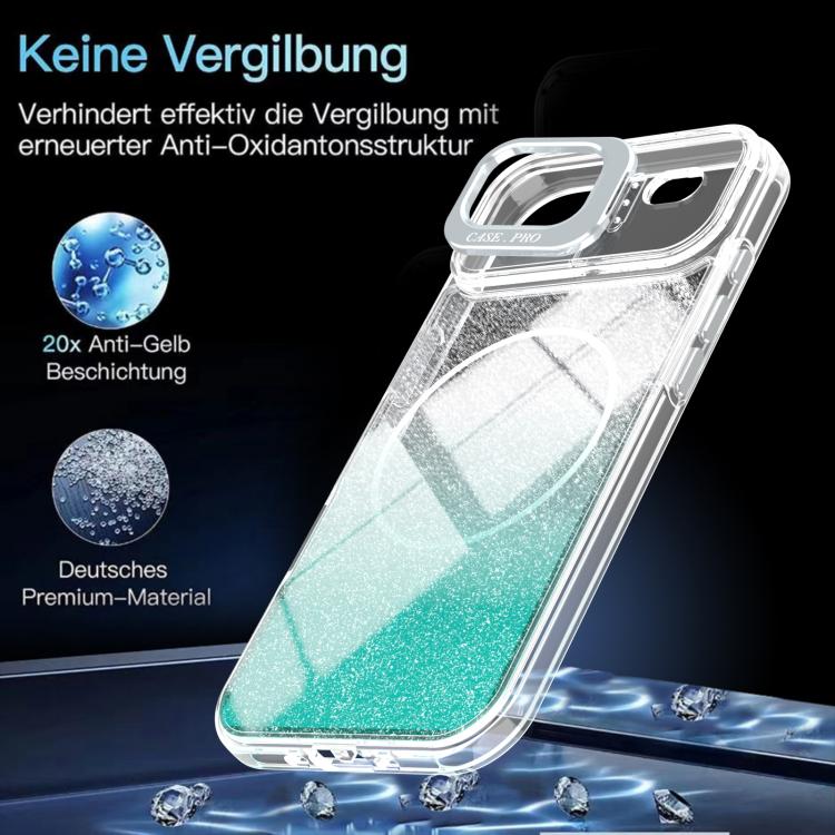 For iPhone Air Glitter Gradient Magnetic Lens Frame Holder Phone Case