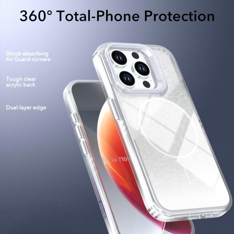 For iPhone 13 Pro Glitter Gradient Magnetic Lens Frame Holder Phone Case
