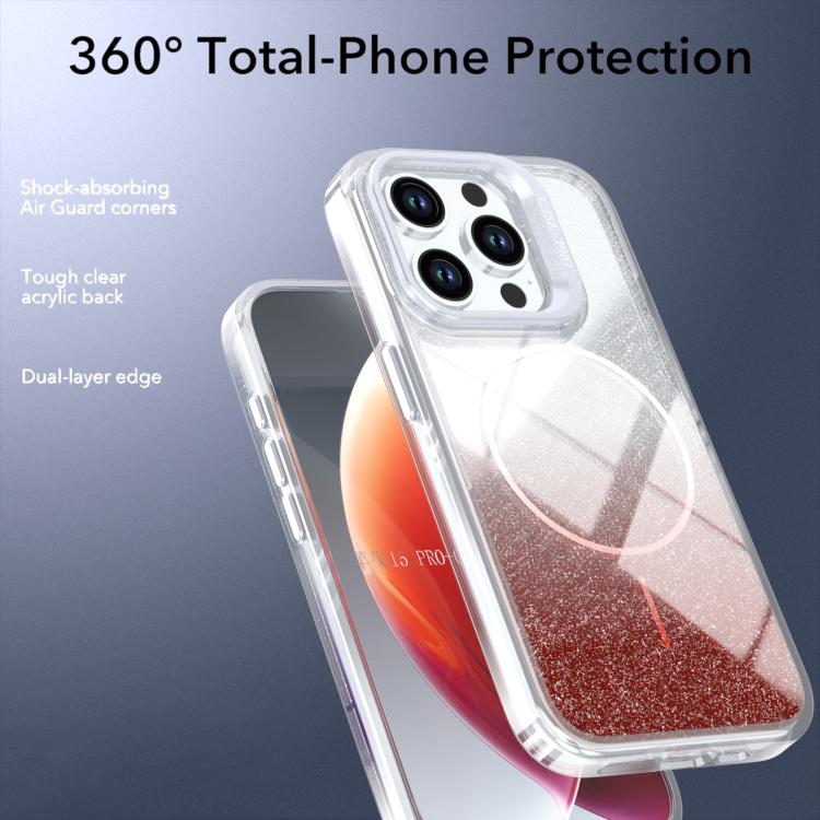 For iPhone 13 Pro Glitter Gradient Magnetic Lens Frame Holder Phone Case