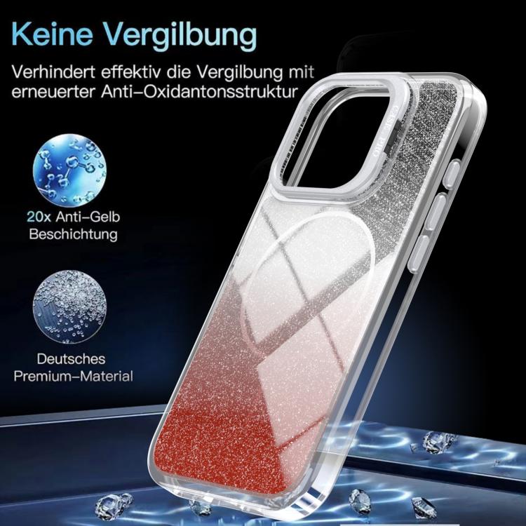 For iPhone 13 Pro Glitter Gradient Magnetic Lens Frame Holder Phone Case