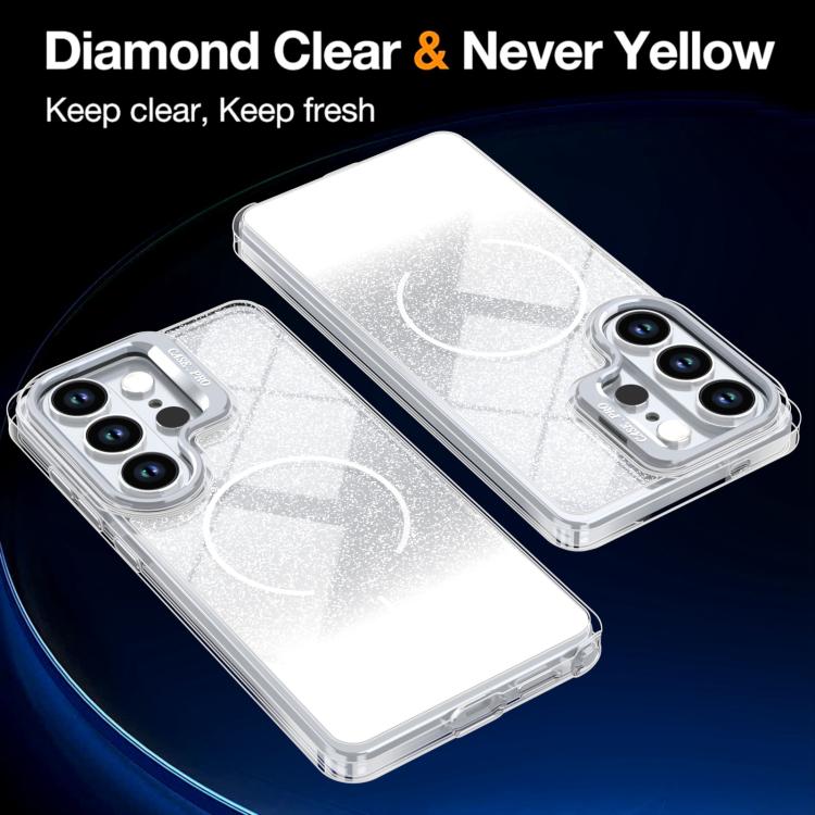For Samsung Galaxy S26 Ultra 5G Glitter Gradient Magnetic Lens Frame Holder Phone Case