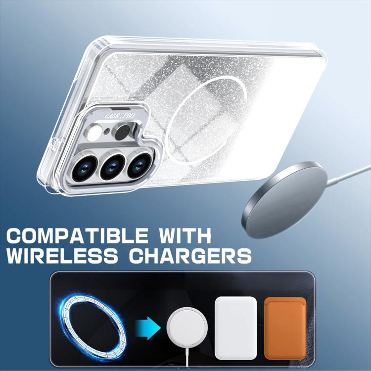 For Samsung Galaxy S26 Ultra 5G Glitter Gradient Magnetic Lens Frame Holder Phone Case