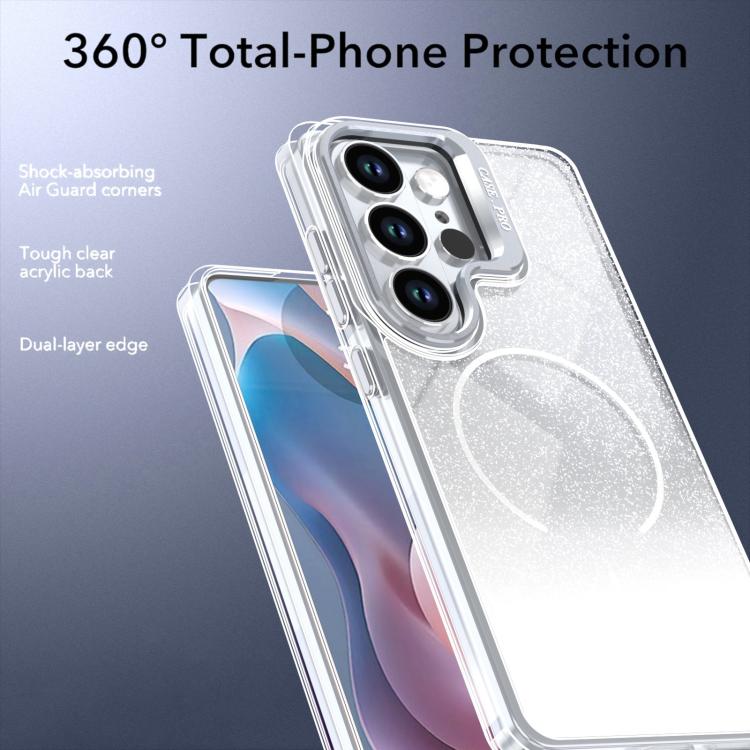 For Samsung Galaxy S26 Ultra 5G Glitter Gradient Magnetic Lens Frame Holder Phone Case