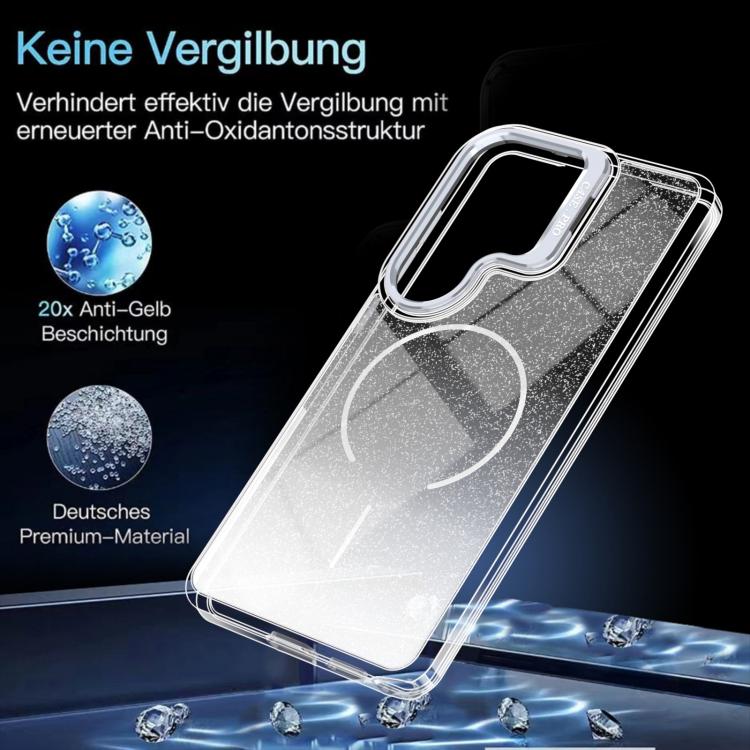 For Samsung Galaxy S26 Ultra 5G Glitter Gradient Magnetic Lens Frame Holder Phone Case