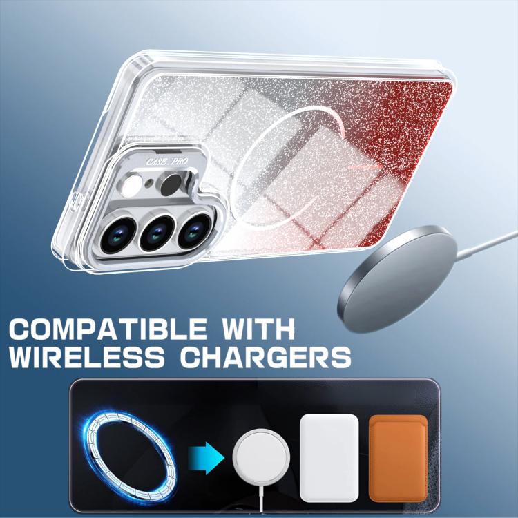 For Samsung Galaxy S26 Ultra 5G Glitter Gradient Magnetic Lens Frame Holder Phone Case