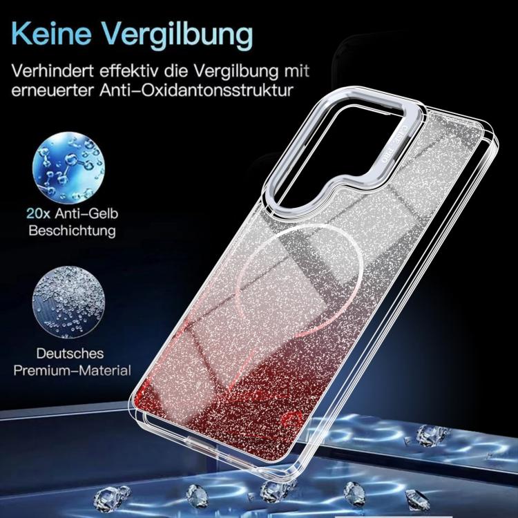 For Samsung Galaxy S26 Ultra 5G Glitter Gradient Magnetic Lens Frame Holder Phone Case