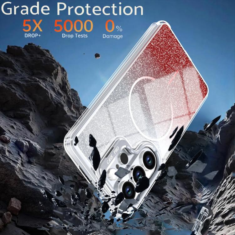 For Samsung Galaxy S26 Ultra 5G Glitter Gradient Magnetic Lens Frame Holder Phone Case