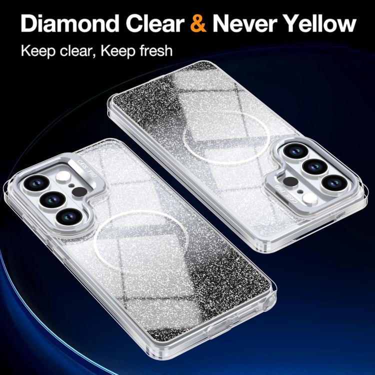 For Samsung Galaxy S26 Ultra 5G Glitter Gradient Magnetic Lens Frame Holder Phone Case