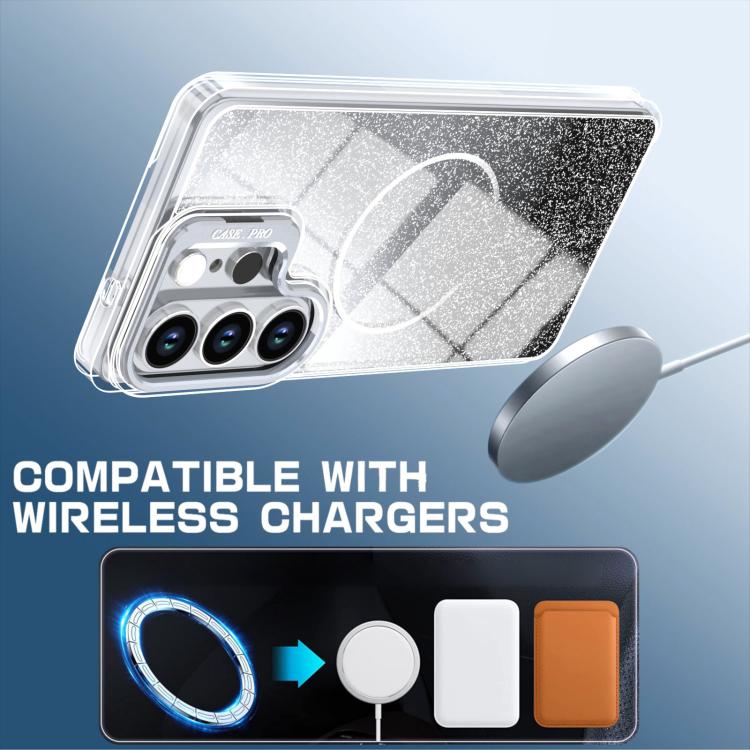 For Samsung Galaxy S26 Ultra 5G Glitter Gradient Magnetic Lens Frame Holder Phone Case