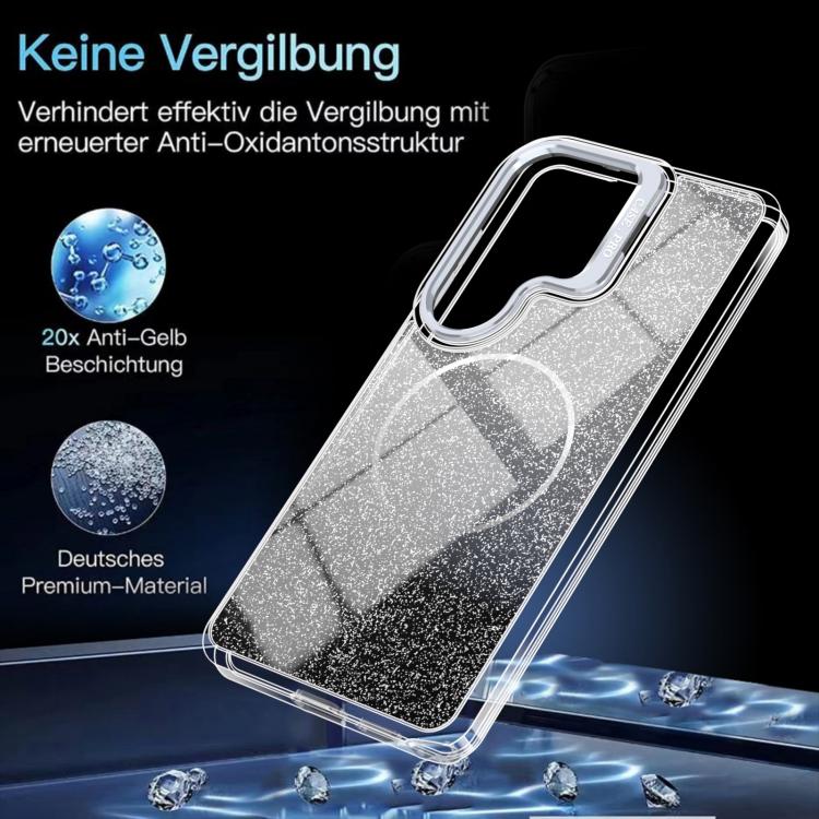 For Samsung Galaxy S26 Ultra 5G Glitter Gradient Magnetic Lens Frame Holder Phone Case