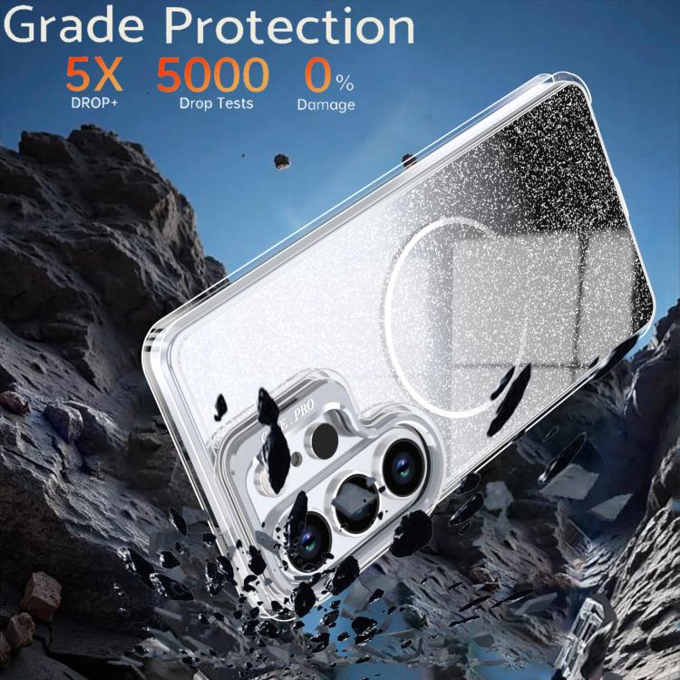 For Samsung Galaxy S26 Ultra 5G Glitter Gradient Magnetic Lens Frame Holder Phone Case