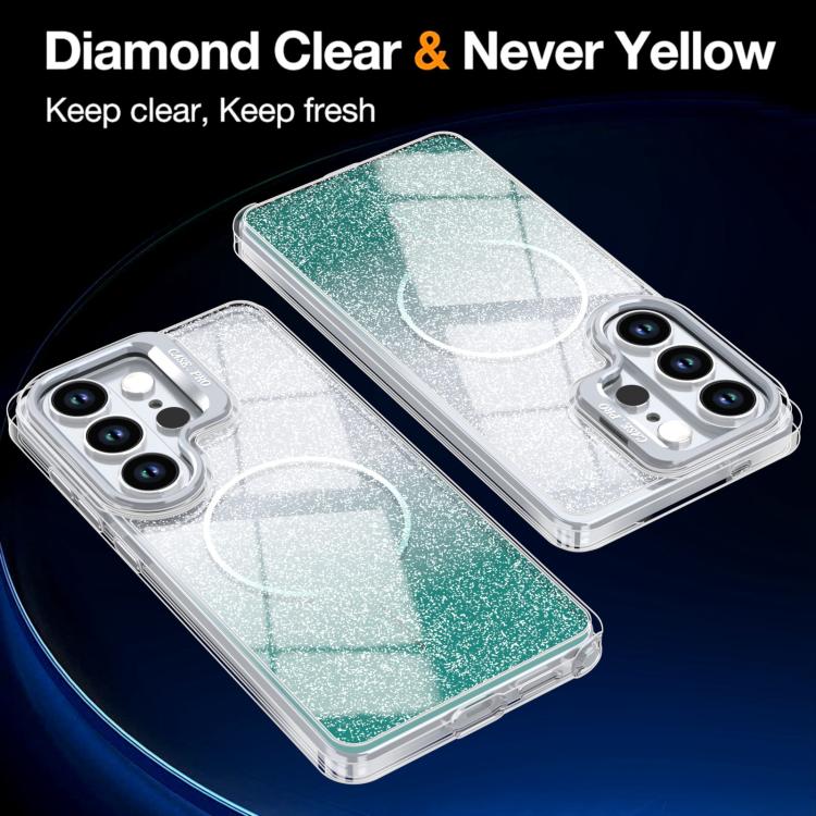 For Samsung Galaxy S26 Ultra 5G Glitter Gradient Magnetic Lens Frame Holder Phone Case
