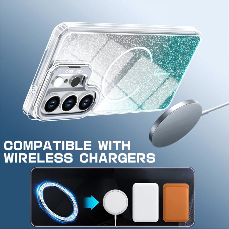 For Samsung Galaxy S26 Ultra 5G Glitter Gradient Magnetic Lens Frame Holder Phone Case
