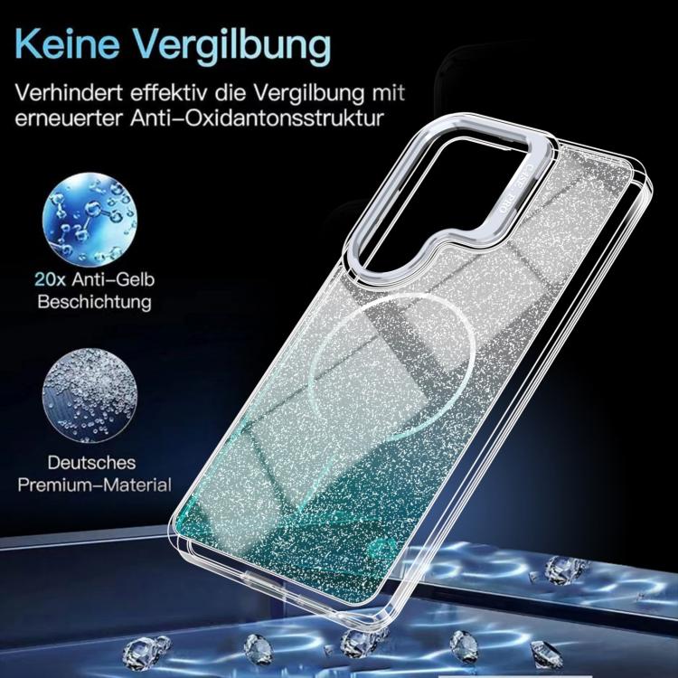 For Samsung Galaxy S26 Ultra 5G Glitter Gradient Magnetic Lens Frame Holder Phone Case