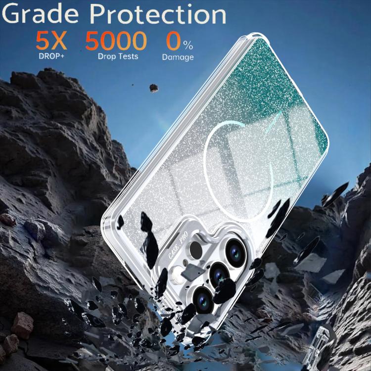 For Samsung Galaxy S26 Ultra 5G Glitter Gradient Magnetic Lens Frame Holder Phone Case