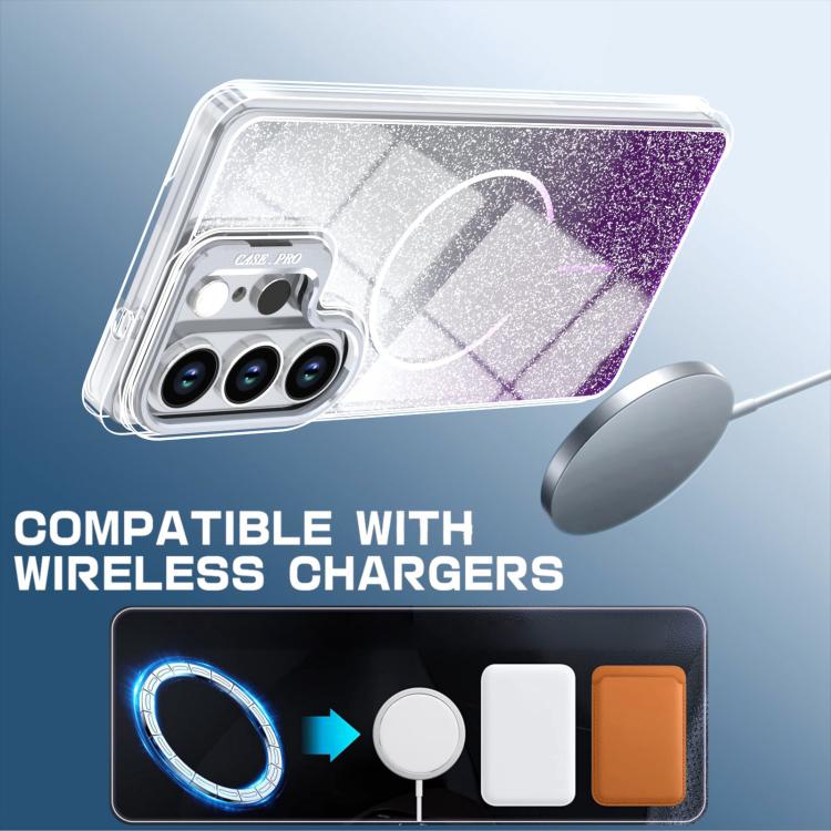 For Samsung Galaxy S26 Ultra 5G Glitter Gradient Magnetic Lens Frame Holder Phone Case