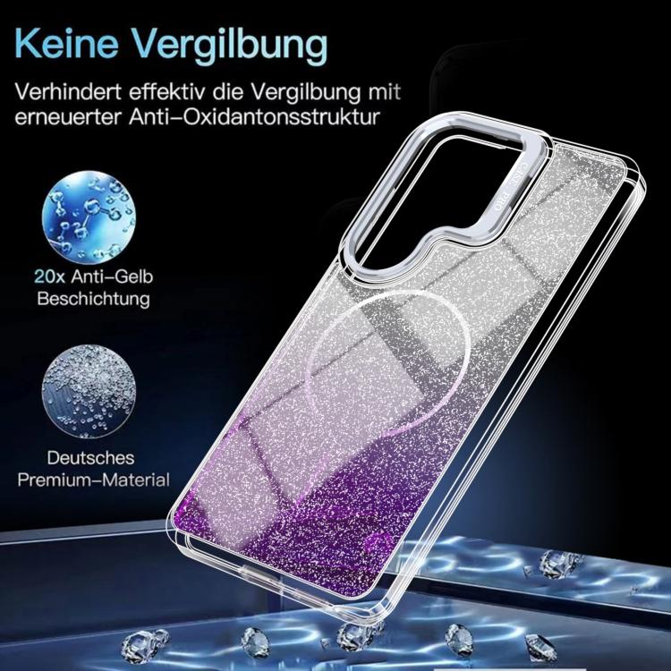 For Samsung Galaxy S26 Ultra 5G Glitter Gradient Magnetic Lens Frame Holder Phone Case
