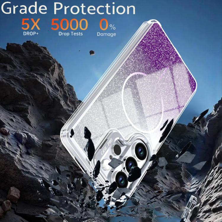 For Samsung Galaxy S26 Ultra 5G Glitter Gradient Magnetic Lens Frame Holder Phone Case