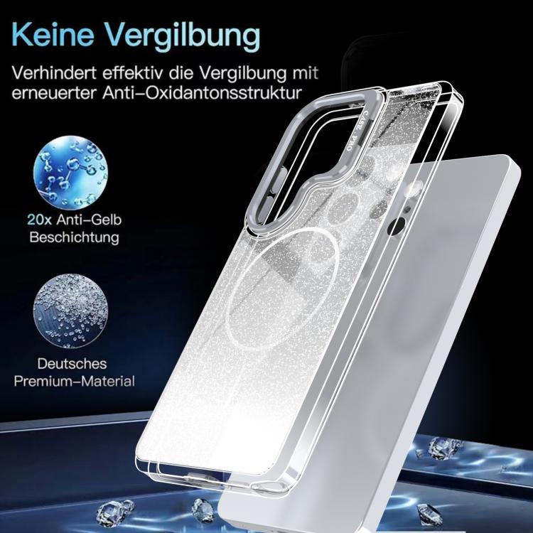 For Samsung Galaxy S25 Ultra 5G Glitter Gradient Magnetic Lens Frame Holder Phone Case
