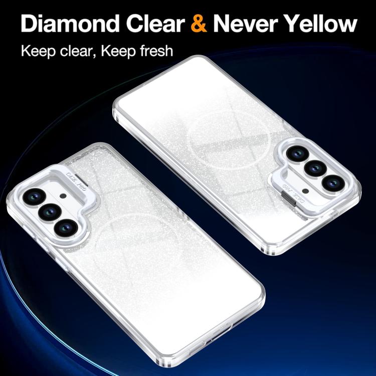 For Samsung Galaxy S25 / S24 5G Glitter Gradient Magnetic Lens Frame Holder Phone Case