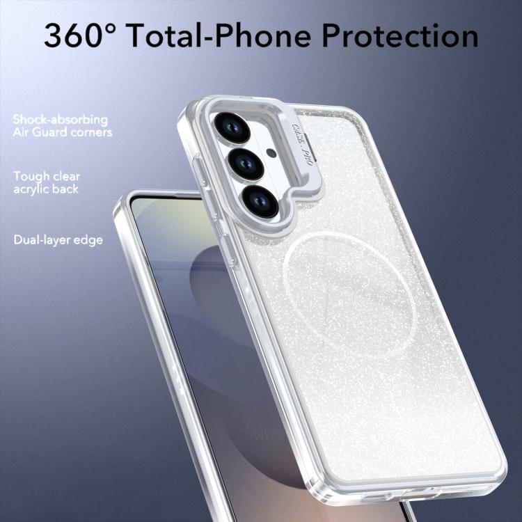 For Samsung Galaxy S25 / S24 5G Glitter Gradient Magnetic Lens Frame Holder Phone Case